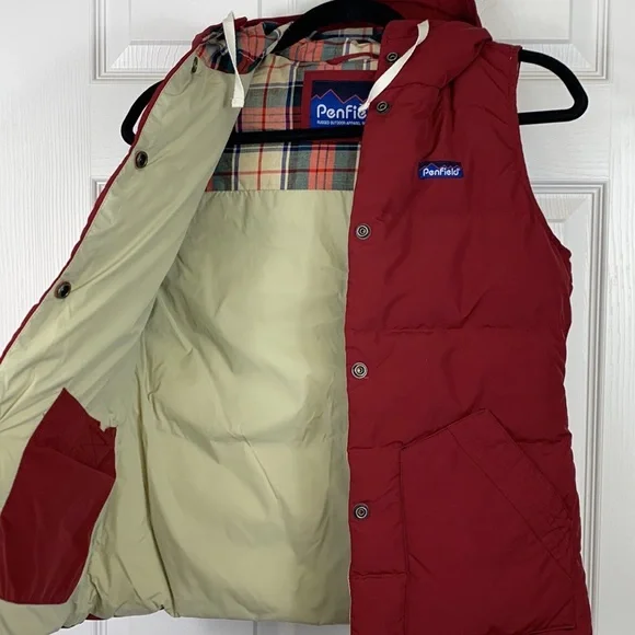 Penfield for madewell red hooded puffer vest sz xs - Picture 5 of 9